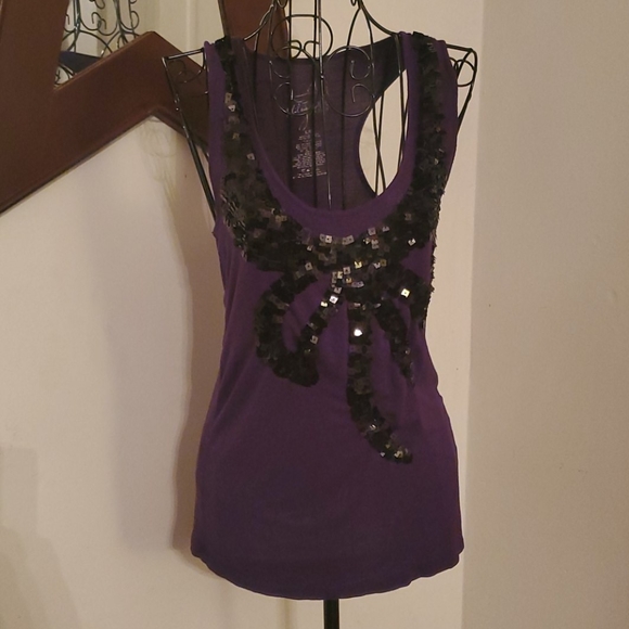 Miley Cyrus & Max Azria Tops - Miley Cryus bling sequin tank top size large